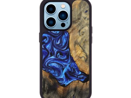 iPhone 14 Pro Wood+Resin Phone Case - Adrian (Blue, 698719) Online Sale