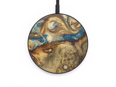 Circle Wood+Resin Wireless Charger - Eric (Teal & Gold, 697887) Discount