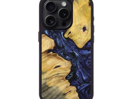 iPhone 15 Pro Wood+Resin Phone Case - Yvette (Blue, 699132) Supply