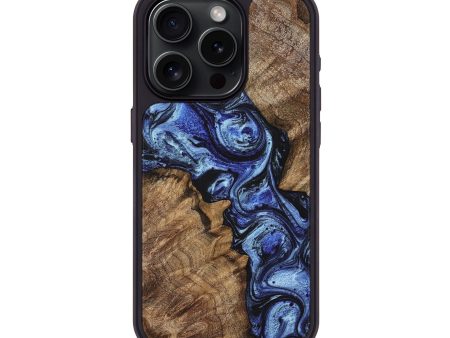 iPhone 15 Pro Wood+Resin Phone Case - Marion (Blue, 699130) Fashion