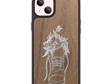 iPhone 14 Plus Wood+Resin Phone Case - Wildflower Walk - Walnut (Curated) For Discount