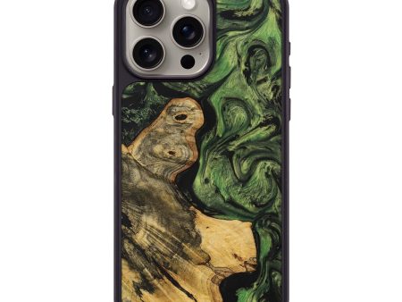 iPhone 15 Pro Max Wood+Resin Phone Case - Larry (Green, 699847) Cheap