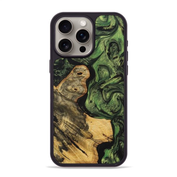 iPhone 15 Pro Max Wood+Resin Phone Case - Larry (Green, 699847) Cheap