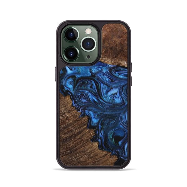 iPhone 13 Pro Wood+Resin Phone Case - Lesley (Blue, 699137) Cheap