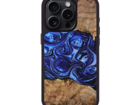 iPhone 15 Pro Wood+Resin Phone Case - Sheila (Blue, 698729) Hot on Sale