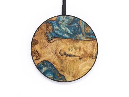 Circle Wood+Resin Wireless Charger - Dennis (Teal & Gold, 697885) Supply