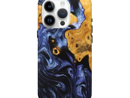 iPhone 15 Pro Wood+Resin Live Edge Phone Case - Palmer (Blue, 698513) For Discount