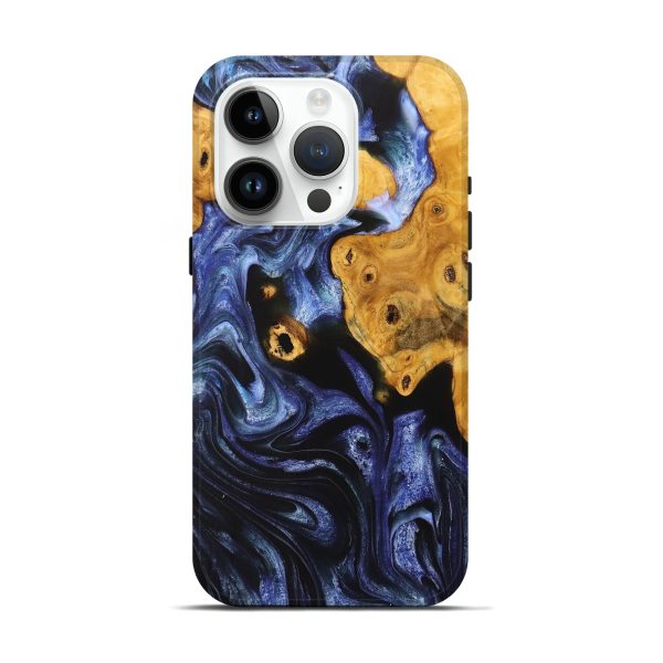 iPhone 15 Pro Wood+Resin Live Edge Phone Case - Palmer (Blue, 698513) For Discount