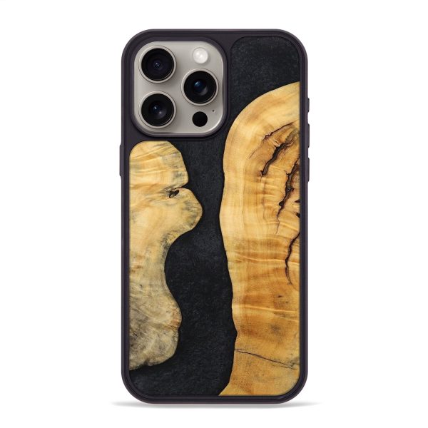 iPhone 15 Pro Max Wood+Resin Phone Case - Saul (Pure Black, 698908) Sale