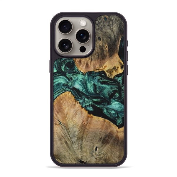 iPhone 15 Pro Max Wood+Resin Phone Case - Kellan (Green, 699113) Supply