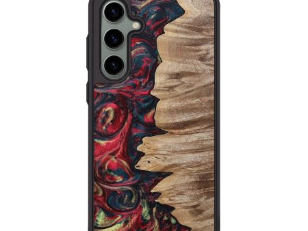 Galaxy S24 Plus Wood+Resin Phone Case - Scarlet (Red, 699154) For Sale