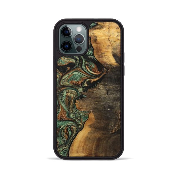 iPhone 12 Pro Wood+Resin Phone Case - Spencer (Green, 699116) on Sale