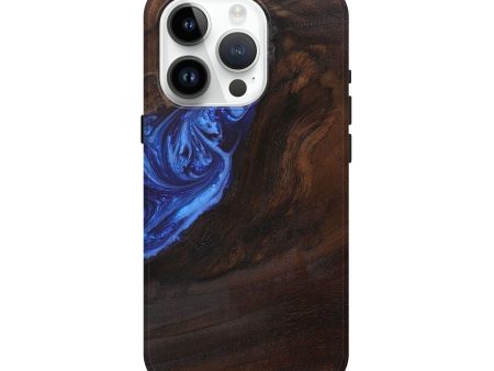 iPhone 15 Pro Wood+Resin Live Edge Phone Case - Denzel (Blue, 699883) For Sale