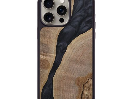 iPhone 15 Pro Max Wood+Resin Phone Case - Hillary (Pure Black, 698437) Online Sale