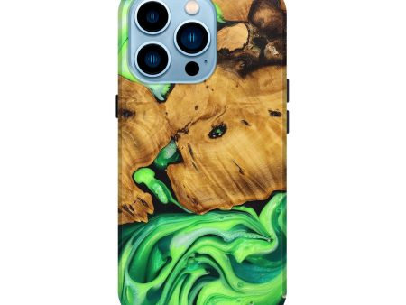 iPhone 14 Pro Wood+Resin Live Edge Phone Case - Cecil (Green, 698978) Online Hot Sale