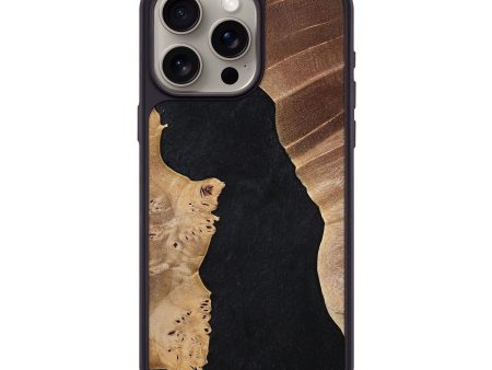 iPhone 15 Pro Max Wood+Resin Phone Case - Claude (Pure Black, 698909) For Discount