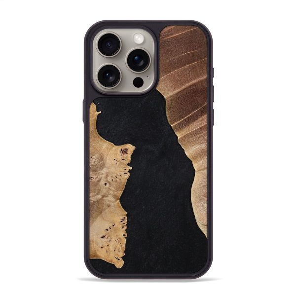 iPhone 15 Pro Max Wood+Resin Phone Case - Claude (Pure Black, 698909) For Discount