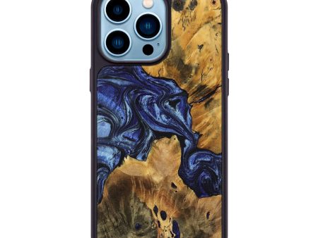 iPhone 14 Pro Max Wood+Resin Phone Case - Katrina (Blue, 699128) For Cheap