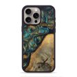 iPhone 15 Pro Max Wood+Resin Phone Case - Hattie (Teal & Gold, 698414) Fashion