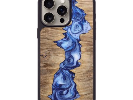 iPhone 15 Pro Max Wood+Resin Phone Case - Farrah (Blue, 698732) Supply