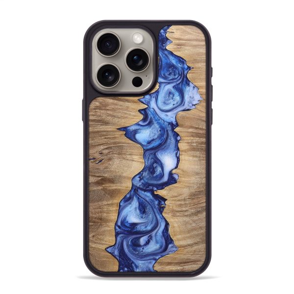 iPhone 15 Pro Max Wood+Resin Phone Case - Farrah (Blue, 698732) Supply