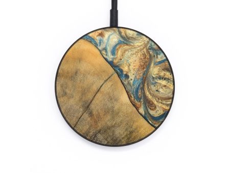 Circle Wood+Resin Wireless Charger - Ariella (Teal & Gold, 697886) Online now