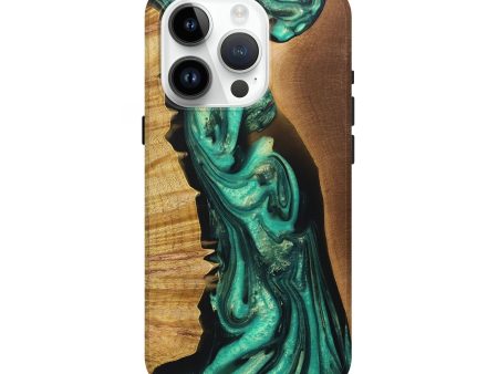 iPhone 15 Pro Wood+Resin Live Edge Phone Case - Charlotte (Green, 697646) Hot on Sale