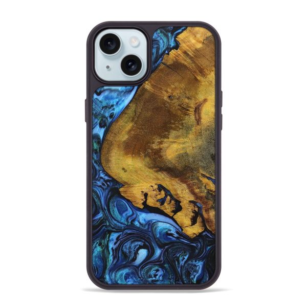 iPhone 15 Plus Wood+Resin Phone Case - Madisyn (Blue, 699131) Supply