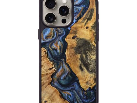 iPhone 15 Pro Max Wood+Resin Phone Case - Khadijah (Teal & Gold, 699059) Discount