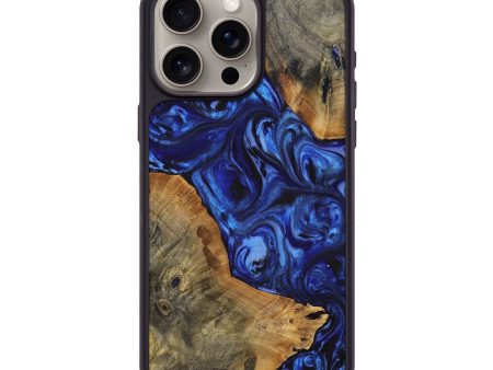 iPhone 15 Pro Max Wood+Resin Phone Case - Sullivan (Blue, 698721) For Cheap