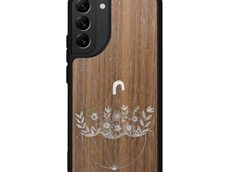 Galaxy S22 Plus Wood+Resin Phone Case - No Rain No Flowers - Walnut (Curated) Online Sale