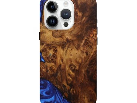 iPhone 15 Pro Wood+Resin Live Edge Phone Case - Ira (Blue, 698985) Cheap