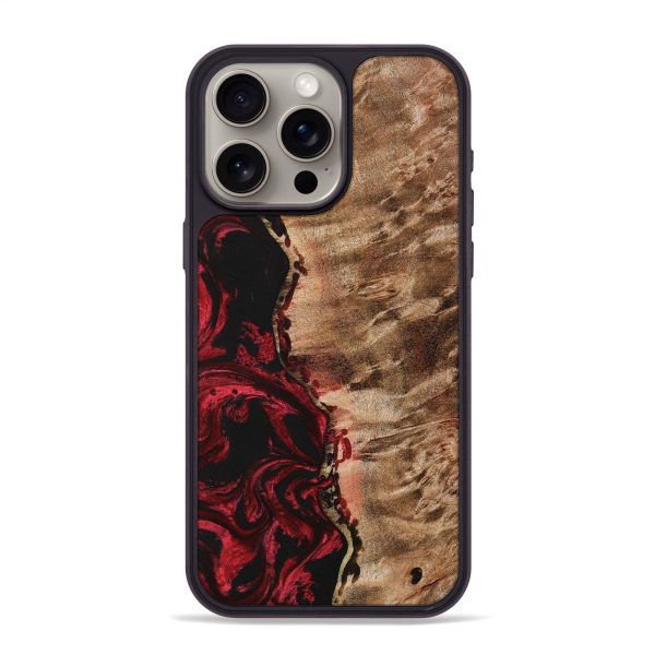 iPhone 15 Pro Max Wood+Resin Phone Case - Keisha (Red, 699696) Supply