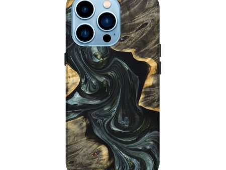 iPhone 14 Pro Wood+Resin Live Edge Phone Case - Ivy (Green, 697643) on Sale