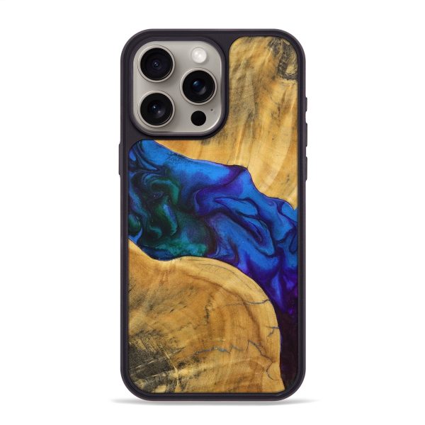 iPhone 15 Pro Max Wood+Resin Phone Case - Collins (Watercolor, 699876) Online Sale