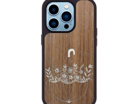 iPhone 14 Pro Wood+Resin Phone Case - No Rain No Flowers - Walnut (Curated) For Sale