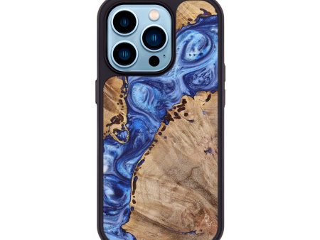 iPhone 14 Pro Wood+Resin Phone Case - Maddox (Blue, 698724) Discount