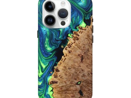 iPhone 15 Pro Wood+Resin Live Edge Phone Case - Emerson (Blue, 697635) Online