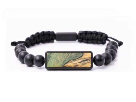 Onyx Bead Wood+Resin Bracelet - Hector (Green, 694685) For Sale