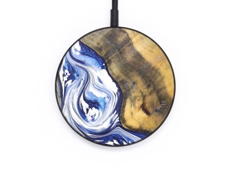 Circle Wood+Resin Wireless Charger - Damon (Blue, 696236) on Sale