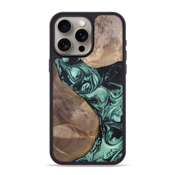 iPhone 15 Pro Max Wood+Resin Phone Case - Melvin (Green, 696361) Hot on Sale