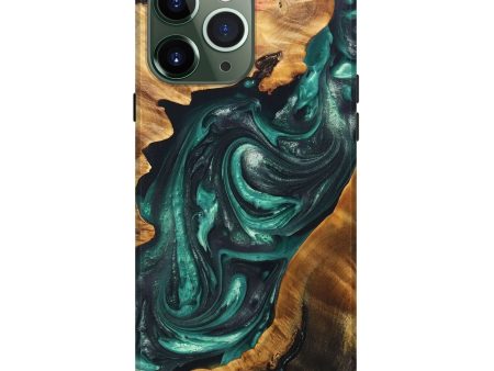 iPhone 13 Pro Max Wood+Resin Live Edge Phone Case - Jayla (Green, 696424) Discount