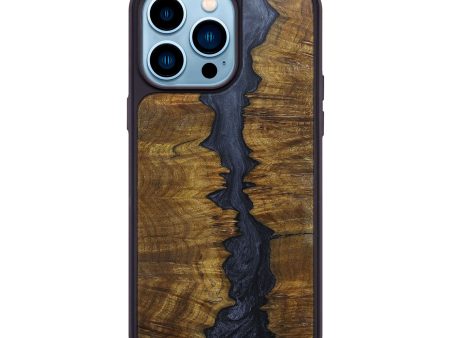 iPhone 14 Pro Max Wood+Resin Phone Case - Emery (Pure Black, 697327) For Cheap