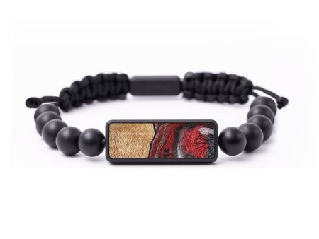 Onyx Bead Wood+Resin Bracelet - Mike (Red, 699299) For Cheap