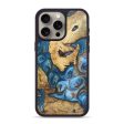 iPhone 15 Pro Max Wood+Resin Phone Case - Johnnie (Teal & Gold, 696762) For Sale