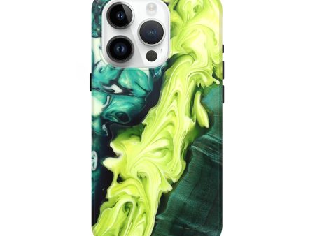 iPhone 15 Pro Wood+Resin Live Edge Phone Case - Isaiah (Green, 698111) For Sale