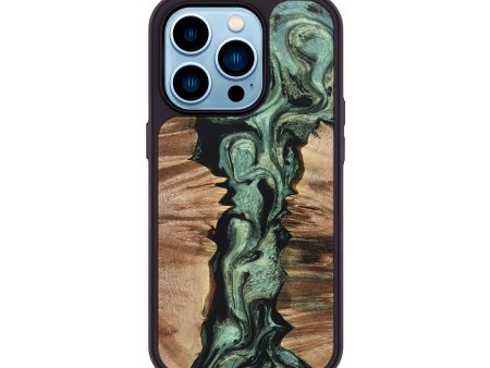 iPhone 14 Pro Wood+Resin Phone Case - Travis (Green, 697193) Supply