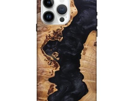 iPhone 15 Pro Max Wood+Resin Live Edge Phone Case - Pearl (Pure Black, 695896) Cheap