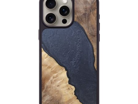 iPhone 15 Pro Max Wood+Resin Phone Case - Delaney (Pure Black, 695652) Sale