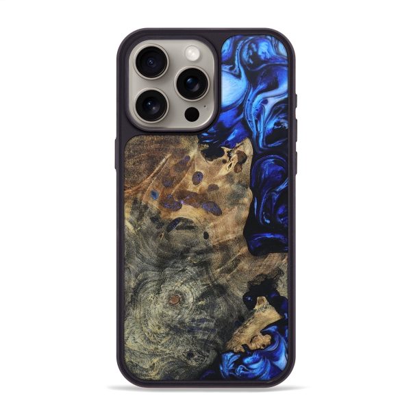 iPhone 15 Pro Max Wood+Resin Phone Case - Preston (Blue, 695618) Fashion